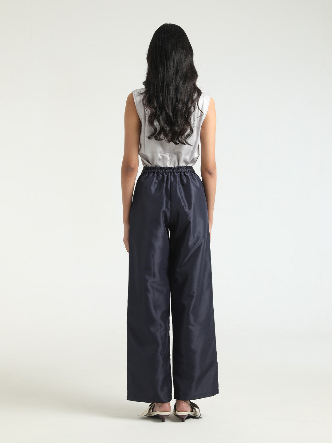Djani Satin Pants in Navy Blue