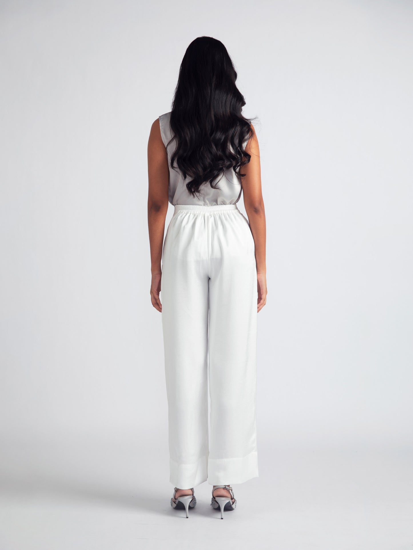 Silk Pants (Tapered) In White