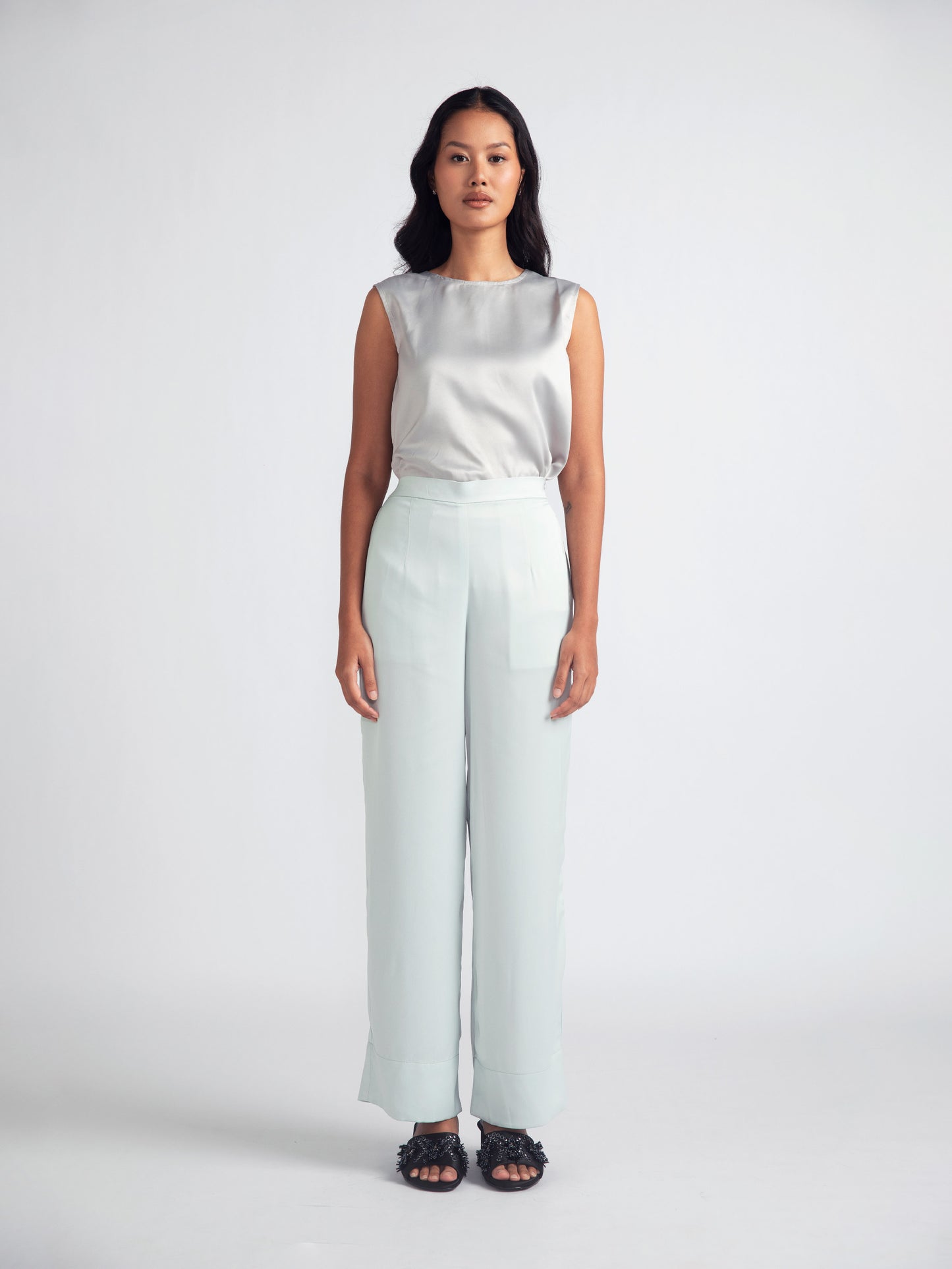 Silk Pants (Tapered) In Mint