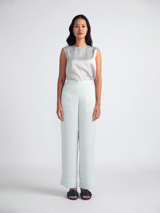 Silk Pants (Tapered) In Mint